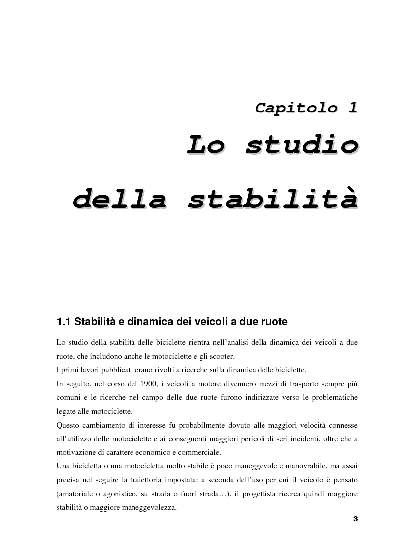 Anteprima della tesi: Stabilità e dinamica di una bicicletta per uso agonistico - Influenza dei parametri geometrici del telaio, Pagina 3