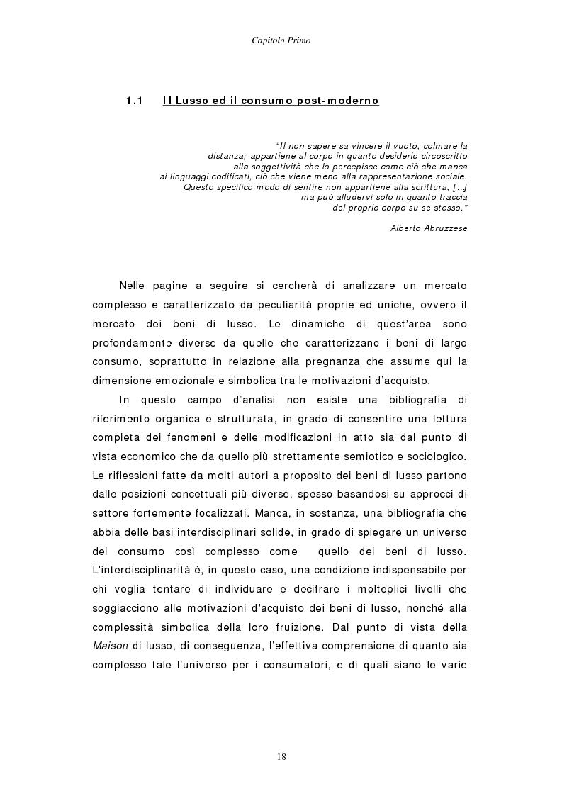 Anteprima della tesi: Gestire la sfida del lusso: il caso Chimento, Pagina 10