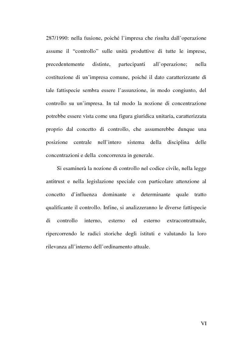 Anteprima della tesi: Controllo e concentrazioni, Pagina 6