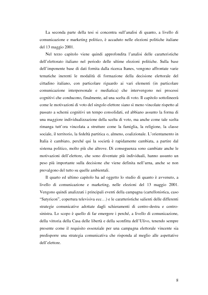 Anteprima della tesi: Comunicazione, marketing politico, elettori: le elezioni politiche del 13 Maggio 2001 in Italia, Pagina 3