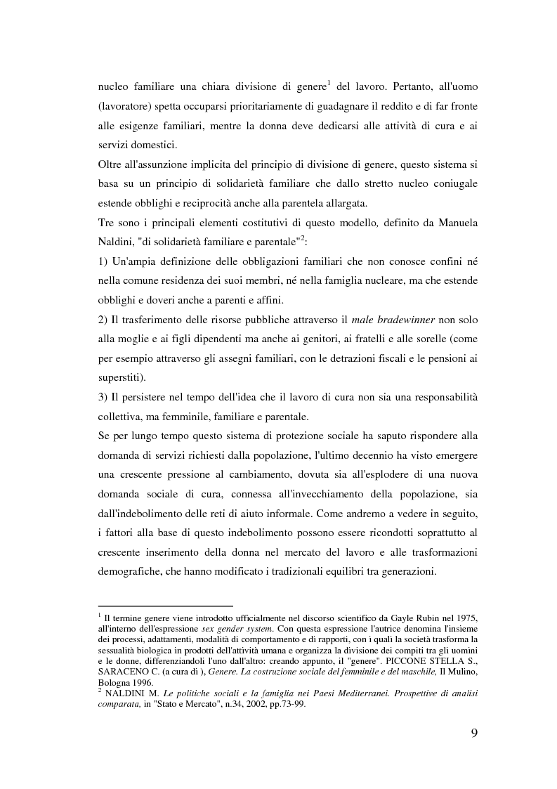 Anteprima della tesi: Donne extracomunitarie nel settore dell'assistenza domiciliare. Un progetto pilota per il loro inserimento socio-lavorativo, Pagina 5