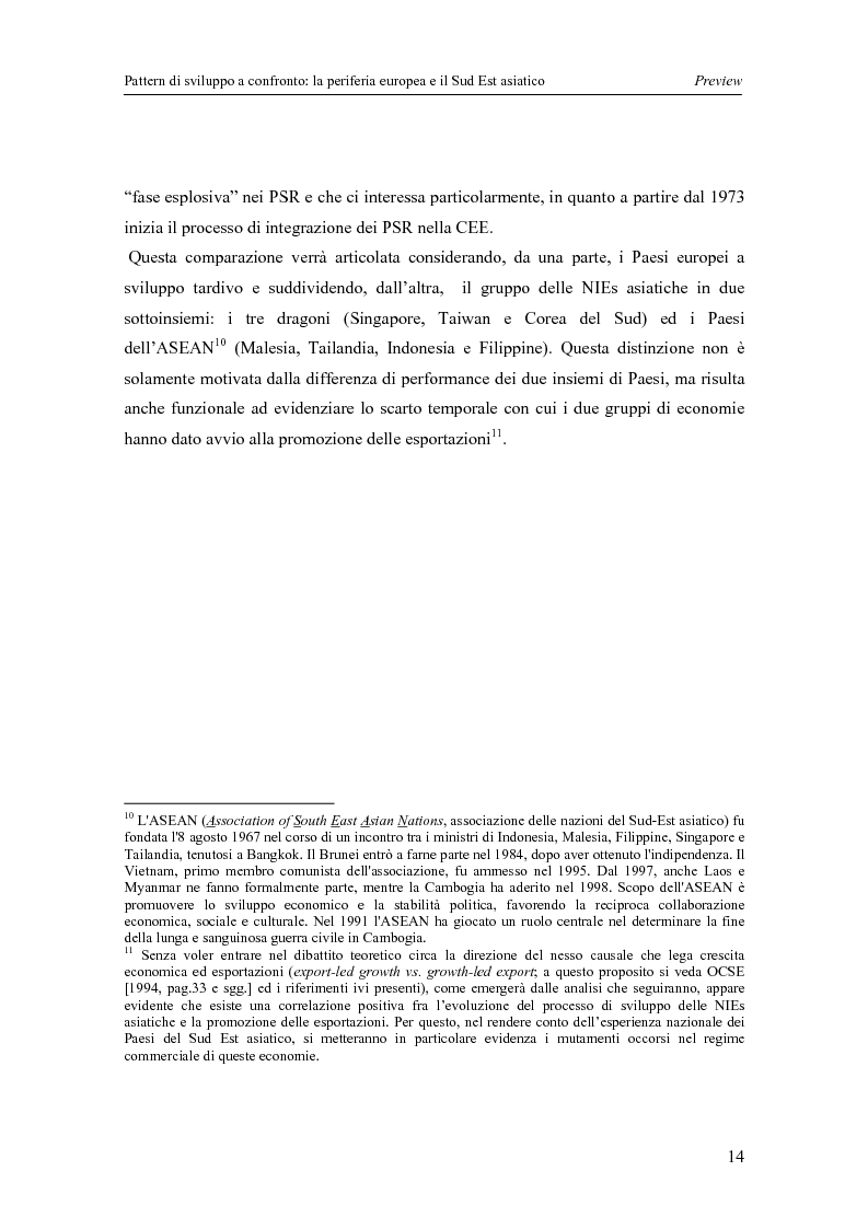 Anteprima della tesi: Pattern di sviluppo a confronto: la periferia europea e il Sud-est asiatico, Pagina 14