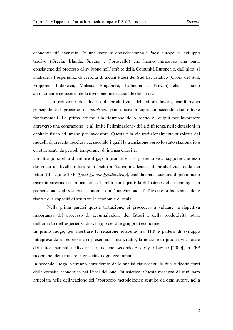 Anteprima della tesi: Pattern di sviluppo a confronto: la periferia europea e il Sud-est asiatico, Pagina 2