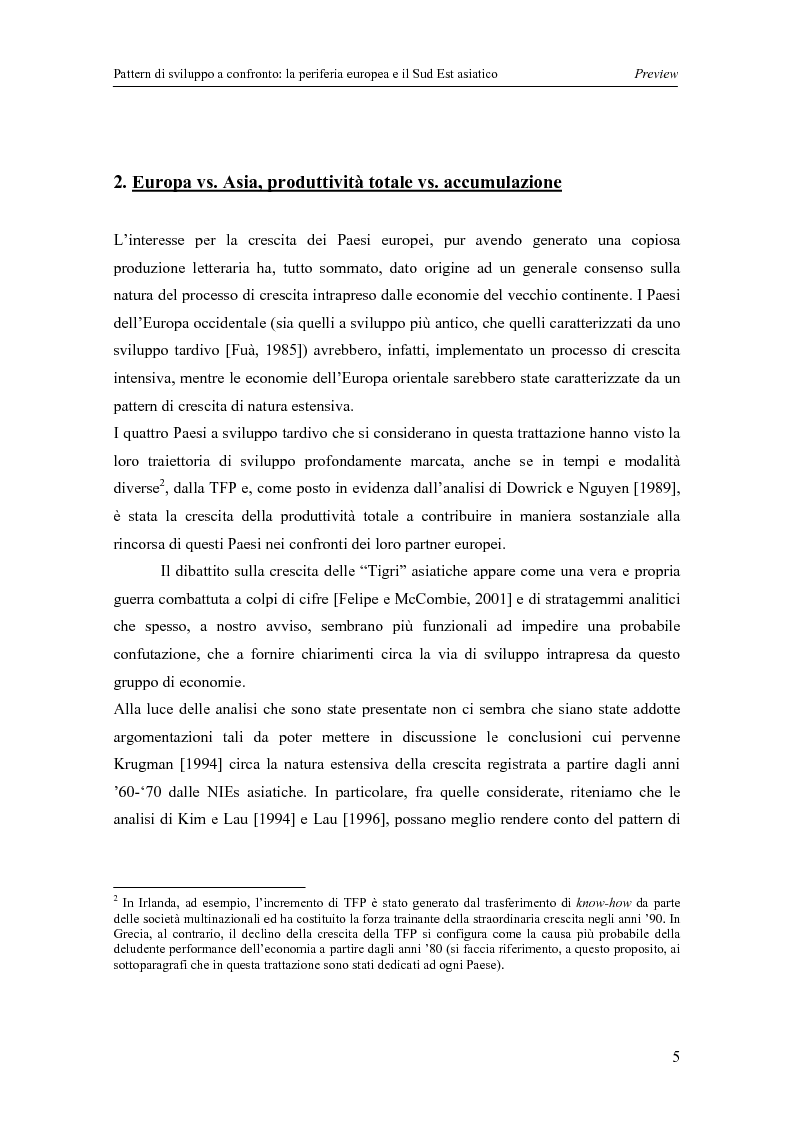 Anteprima della tesi: Pattern di sviluppo a confronto: la periferia europea e il Sud-est asiatico, Pagina 5
