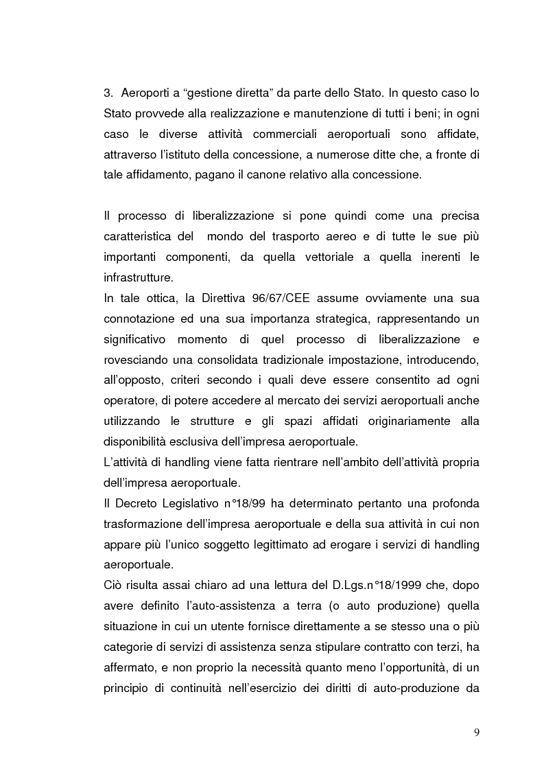 Anteprima della tesi: Strategie concorrenziali nell'handling aeroportuale: il caso Alitalia Airport, Pagina 13