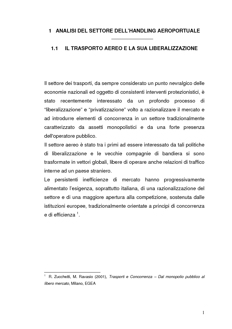 Anteprima della tesi: Strategie concorrenziali nell'handling aeroportuale: il caso Alitalia Airport, Pagina 5