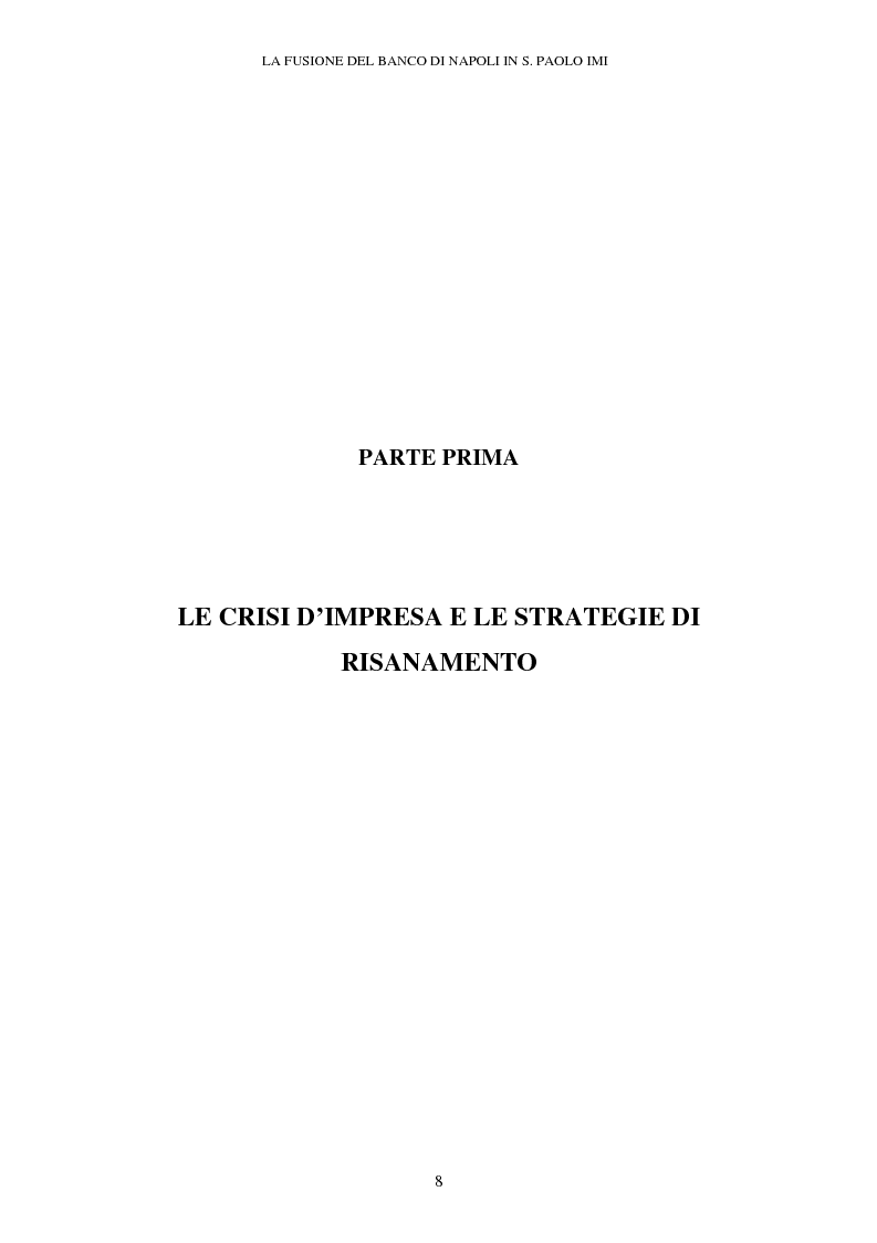 Anteprima della tesi: Le crisi d'impresa e le problematiche di risanamento. Il tormentato processo di ristrutturazione del Banco di Napoli, Pagina 4