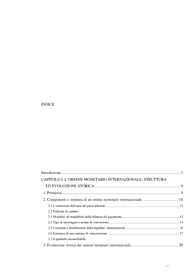 Indice della tesi: L'Unione Monetaria Europea e i sistemi di pagamento. Analisi giuridico-istituzionale., Pagina 1