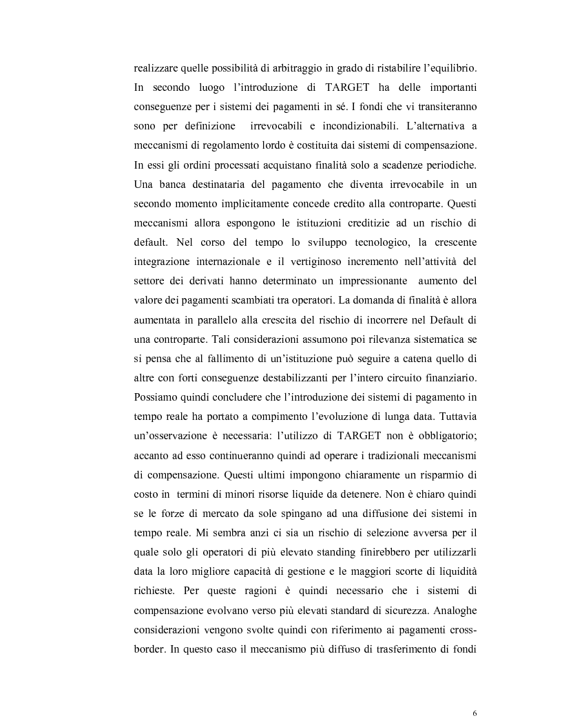 Anteprima della tesi: L'Unione Monetaria Europea e i sistemi di pagamento. Analisi giuridico-istituzionale., Pagina 6