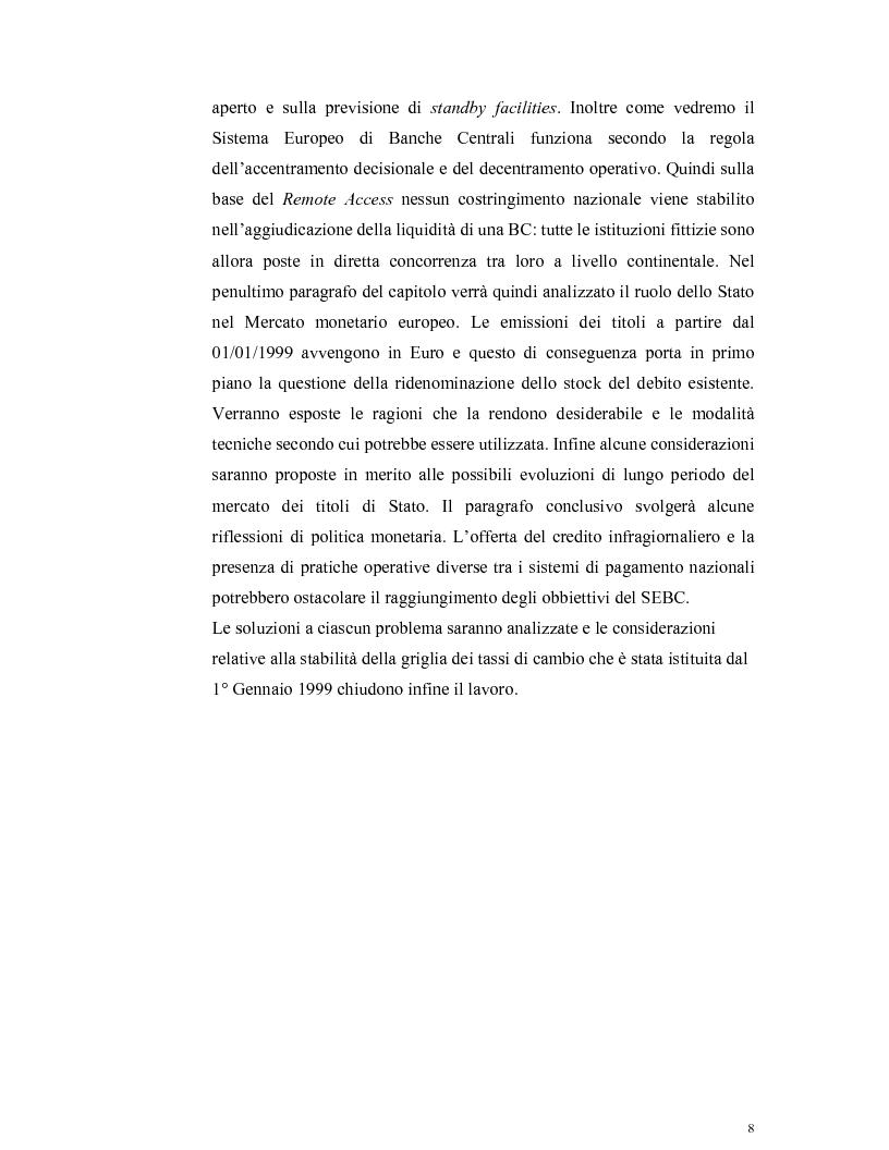 Anteprima della tesi: L'Unione Monetaria Europea e i sistemi di pagamento. Analisi giuridico-istituzionale., Pagina 8