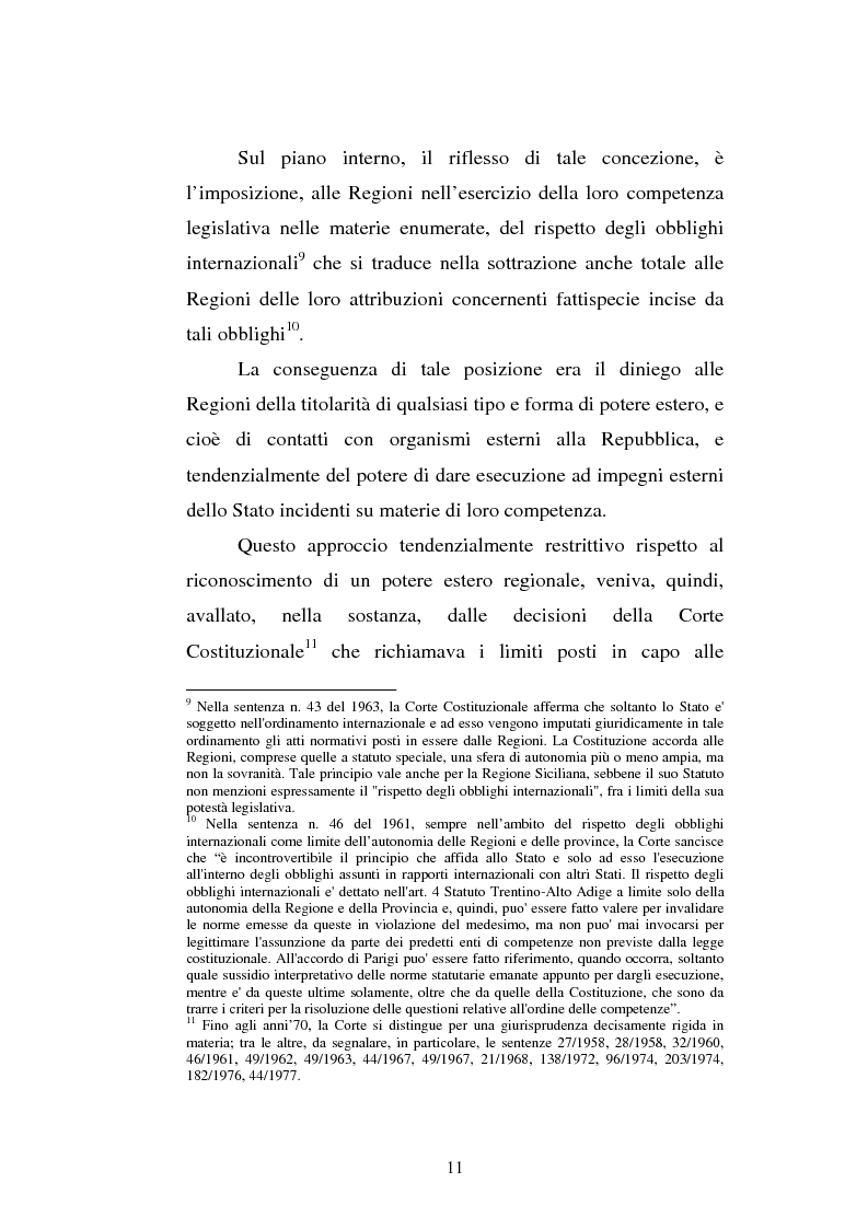 Anteprima della tesi: Il potere estero delle Regioni - Analisi della dottrina e della giurisprudenza, Pagina 11