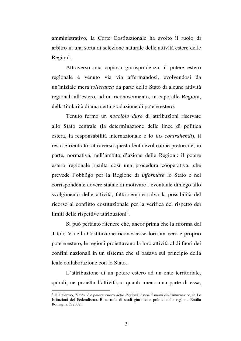 Anteprima della tesi: Il potere estero delle Regioni - Analisi della dottrina e della giurisprudenza, Pagina 3