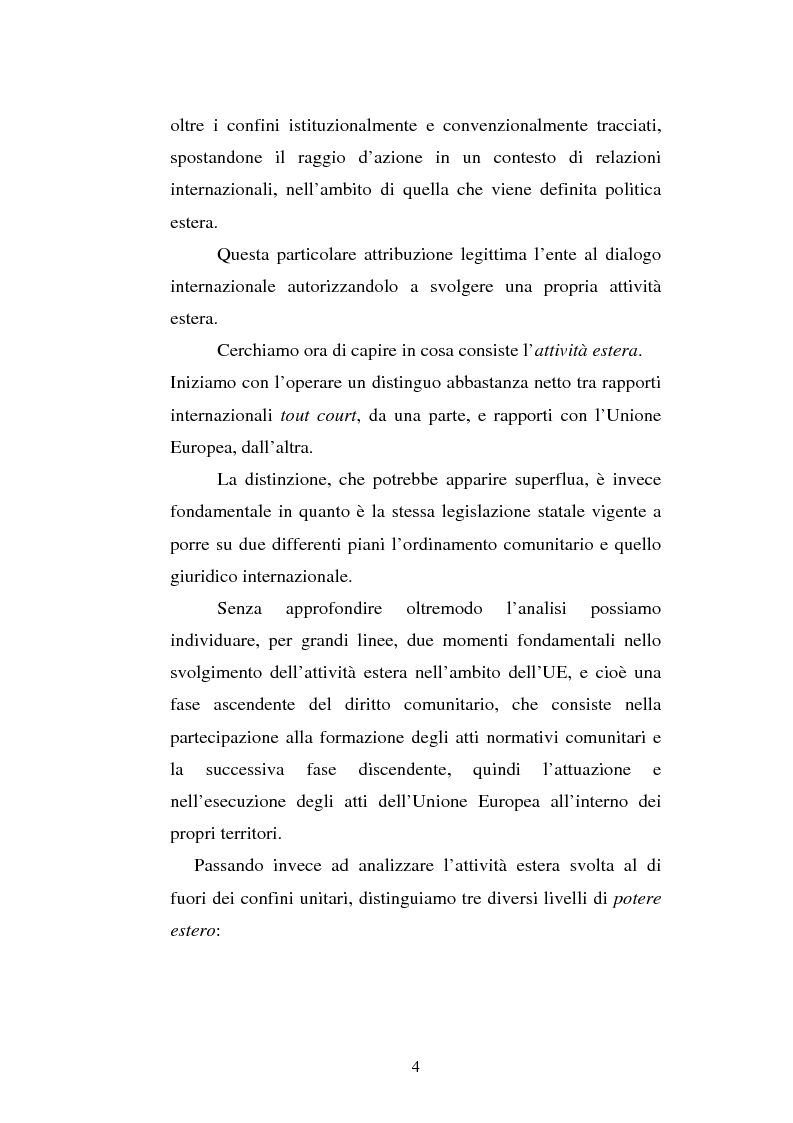 Anteprima della tesi: Il potere estero delle Regioni - Analisi della dottrina e della giurisprudenza, Pagina 4