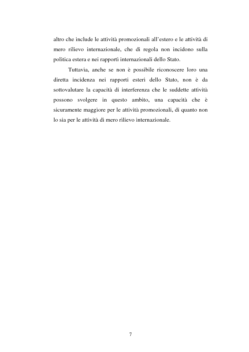 Anteprima della tesi: Il potere estero delle Regioni - Analisi della dottrina e della giurisprudenza, Pagina 7