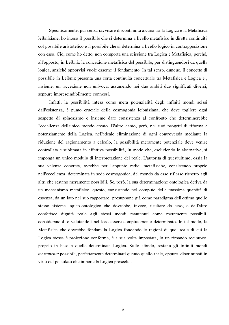 Anteprima della tesi: Il concetto di possibile in Leibniz, Pagina 3