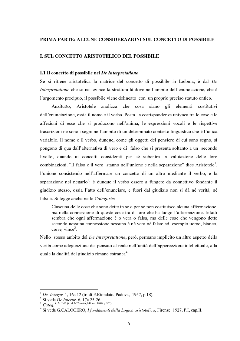 Anteprima della tesi: Il concetto di possibile in Leibniz, Pagina 6