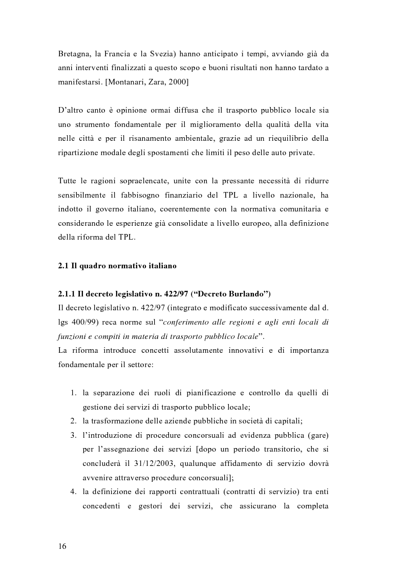 Anteprima della tesi: Liberalizzazione del mercato e cambiamento strategico ed organizzativo nel settore del trasporto pubblico locale, Pagina 11