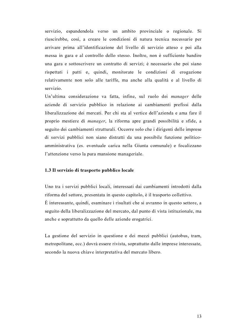 Anteprima della tesi: Liberalizzazione del mercato e cambiamento strategico ed organizzativo nel settore del trasporto pubblico locale, Pagina 8
