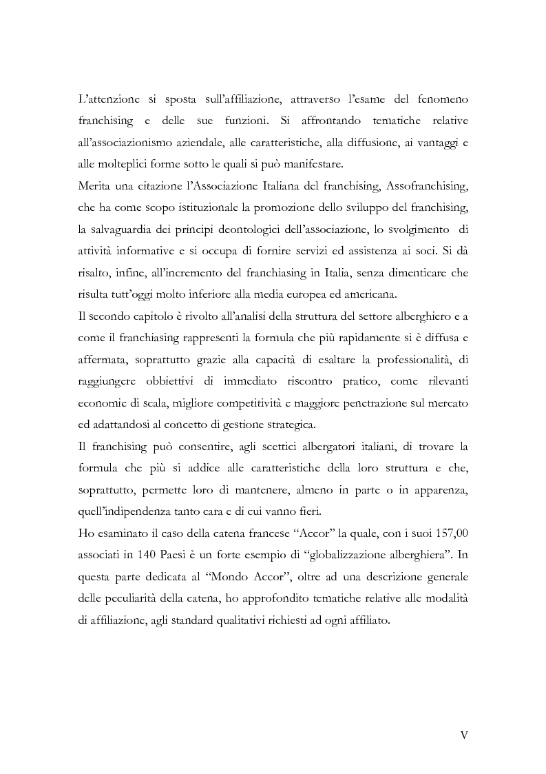 Anteprima della tesi: Il franchising nel turismo ed in particolare nel settore alberghiero: strategie aziendali e politiche di incentivazione, Pagina 2