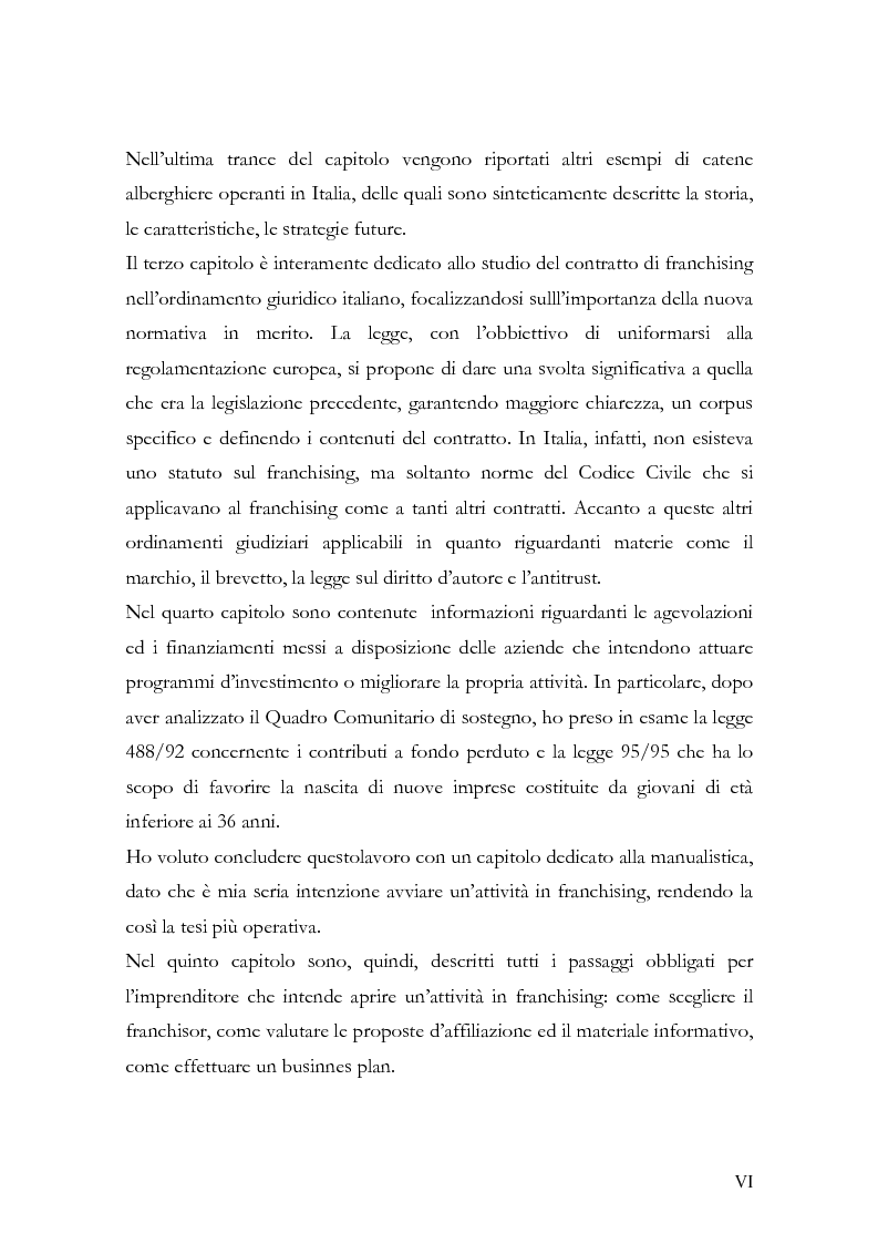 Anteprima della tesi: Il franchising nel turismo ed in particolare nel settore alberghiero: strategie aziendali e politiche di incentivazione, Pagina 3