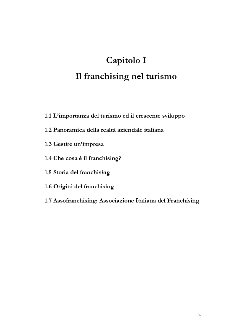 Anteprima della tesi: Il franchising nel turismo ed in particolare nel settore alberghiero: strategie aziendali e politiche di incentivazione, Pagina 6