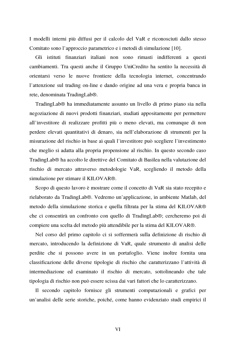 Anteprima della tesi: Metodi di simulazione storica per il calcolo del KiloVaR, Pagina 3