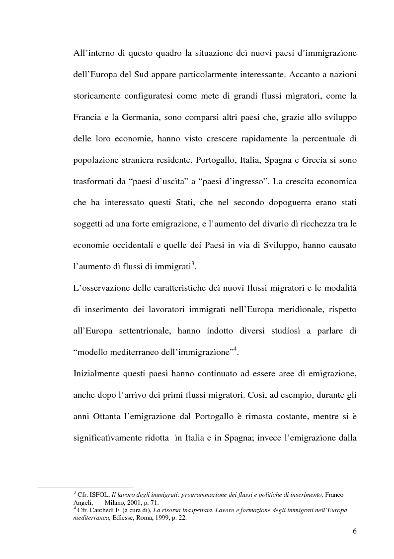Anteprima della tesi: Immigrazione e formazione: i percorsi di inserimento professionale degli immigrati nell'area romana, Pagina 6