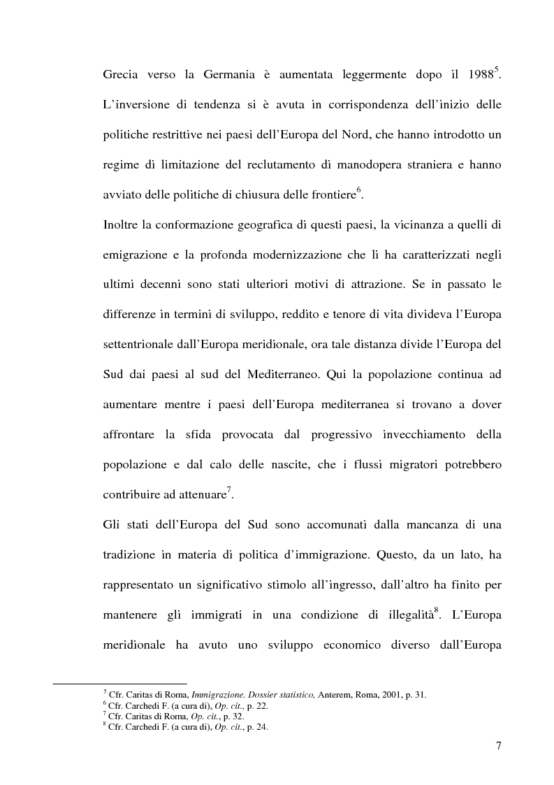 Anteprima della tesi: Immigrazione e formazione: i percorsi di inserimento professionale degli immigrati nell'area romana, Pagina 7