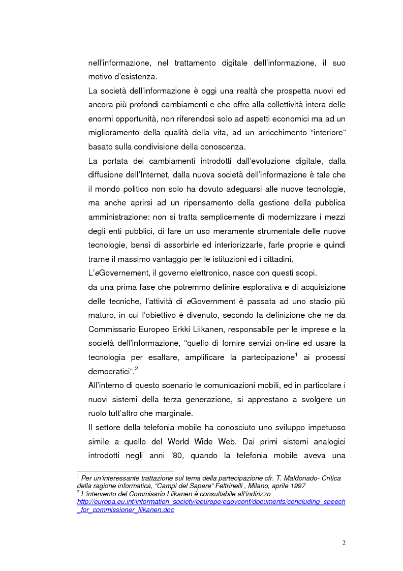 Anteprima della tesi: Mobile Internet e Pubblica Amministrazione, prospettive per l'eGovernment, Pagina 2