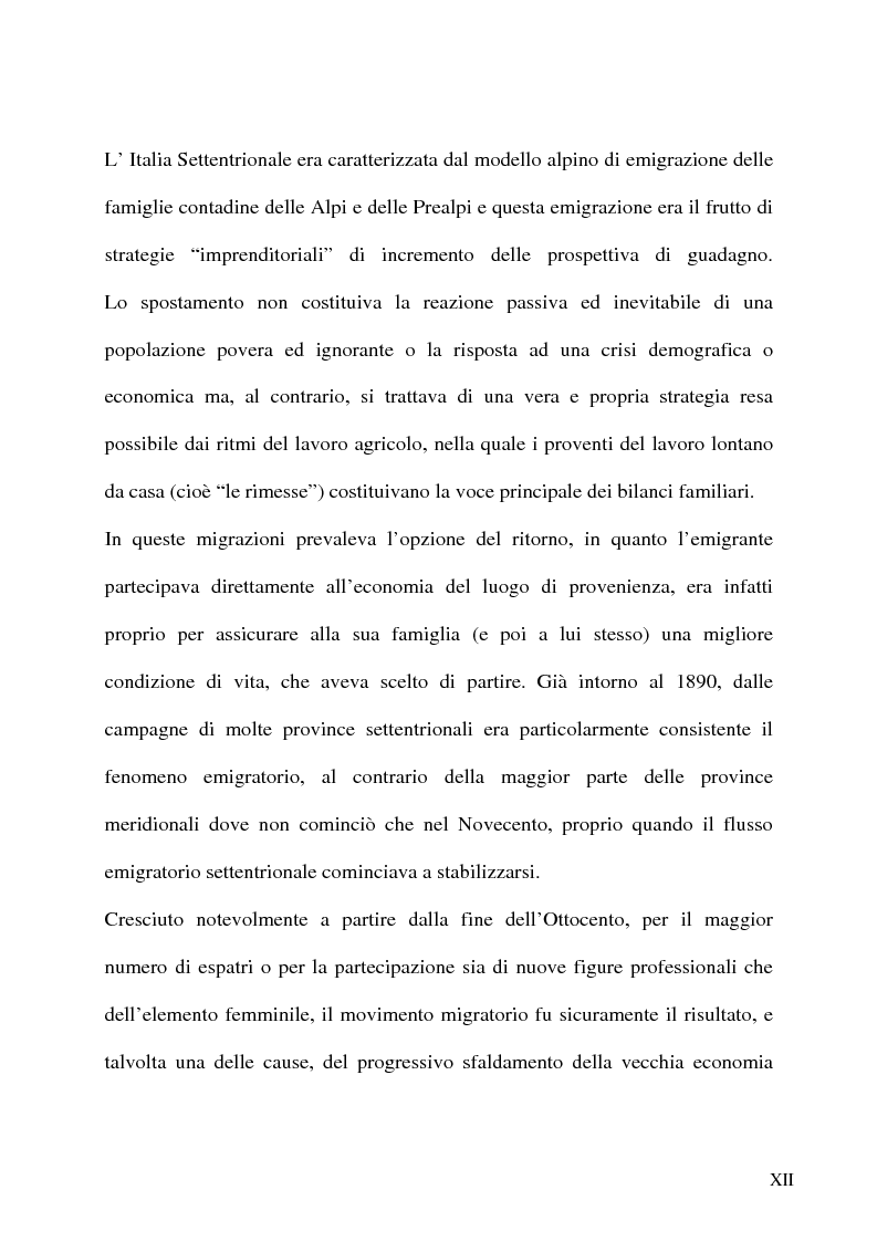 Anteprima della tesi: L'emigrazione italiana dal 1861 alla prima guerra mondiale. I casi del Biellese e del Chiavarese, Pagina 10