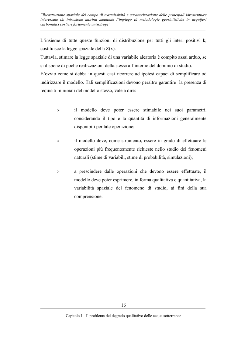 Anteprima della tesi: Ricostruzione spaziale delle principali idrostrutture interessate da intrusione marina mediante metodologie geostatistiche in acquiferi carsici costieri fortemente anisotropi, Pagina 13
