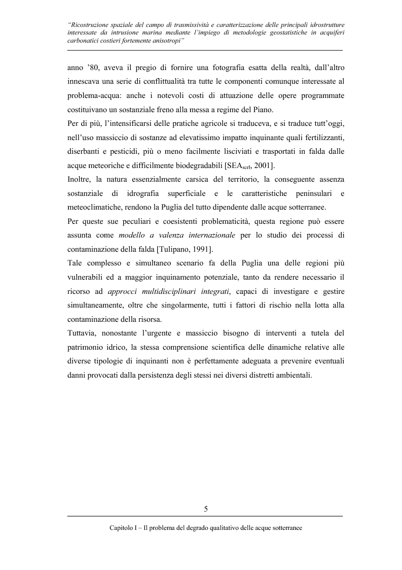 Anteprima della tesi: Ricostruzione spaziale delle principali idrostrutture interessate da intrusione marina mediante metodologie geostatistiche in acquiferi carsici costieri fortemente anisotropi, Pagina 2