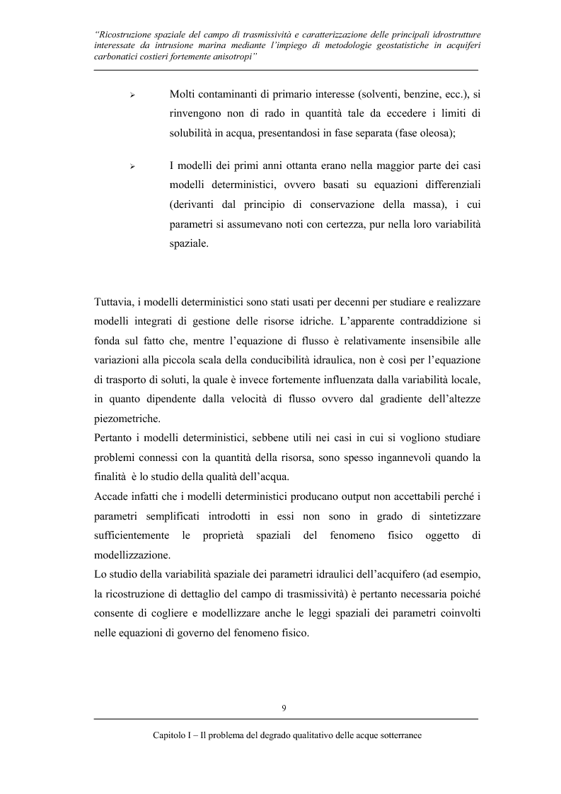 Anteprima della tesi: Ricostruzione spaziale delle principali idrostrutture interessate da intrusione marina mediante metodologie geostatistiche in acquiferi carsici costieri fortemente anisotropi, Pagina 6
