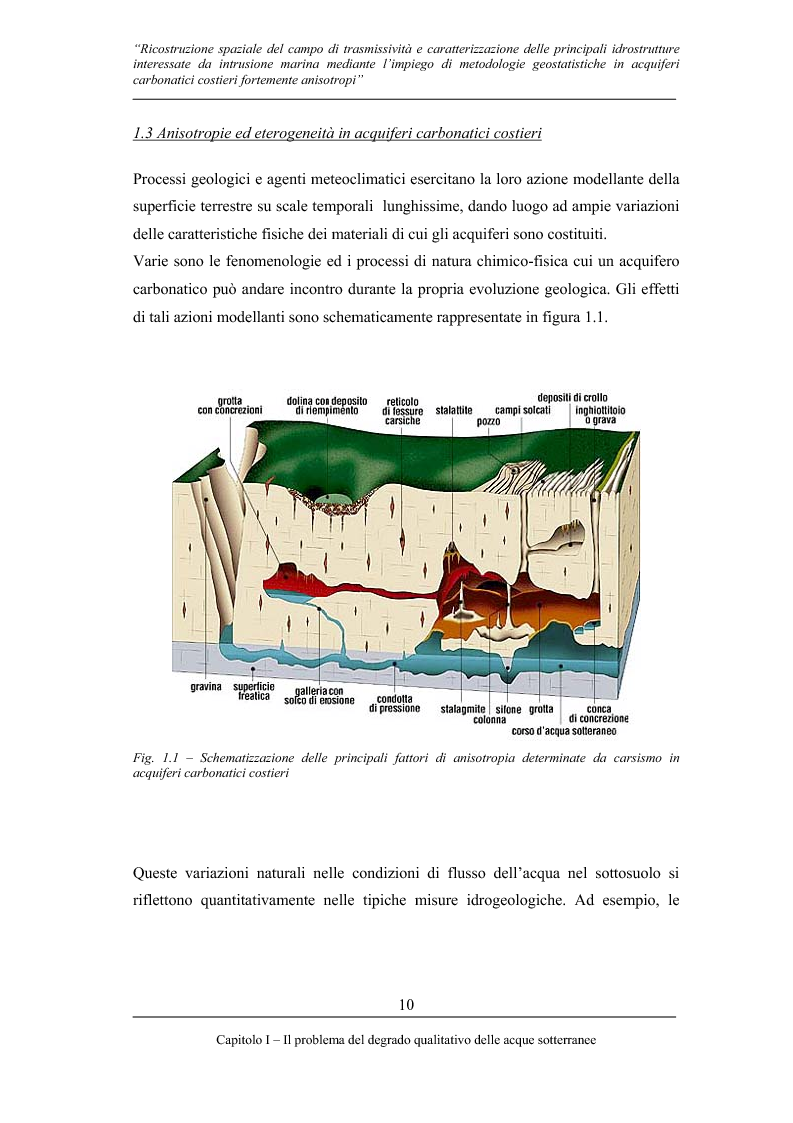 Anteprima della tesi: Ricostruzione spaziale delle principali idrostrutture interessate da intrusione marina mediante metodologie geostatistiche in acquiferi carsici costieri fortemente anisotropi, Pagina 7