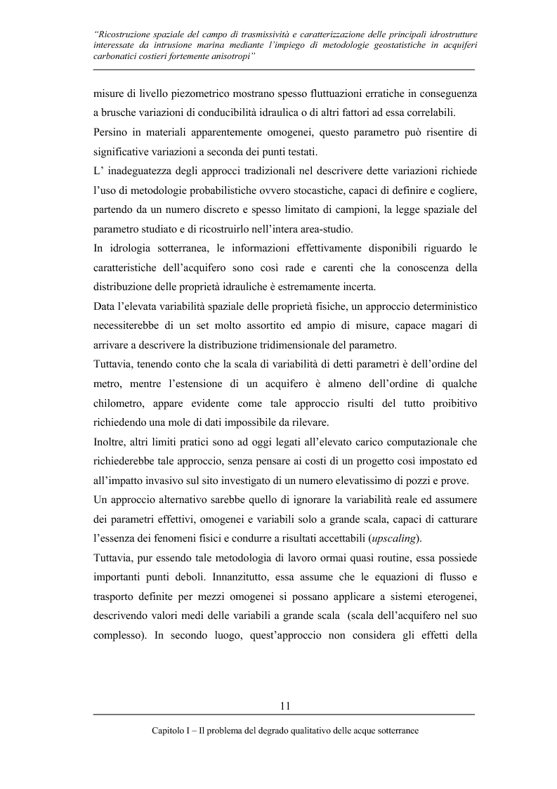 Anteprima della tesi: Ricostruzione spaziale delle principali idrostrutture interessate da intrusione marina mediante metodologie geostatistiche in acquiferi carsici costieri fortemente anisotropi, Pagina 8
