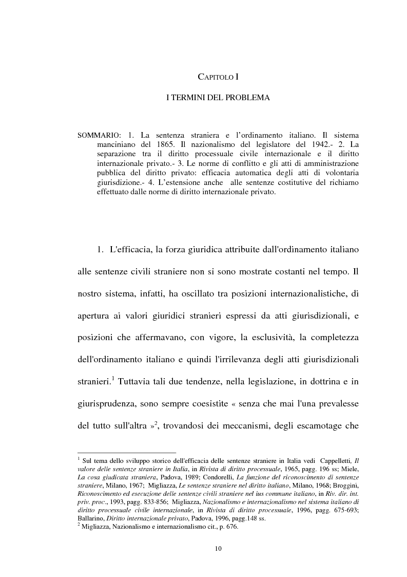 Anteprima della tesi: Il valore delle sentenze straniere alla luce delle norme di diritto internazionale privato, Pagina 5