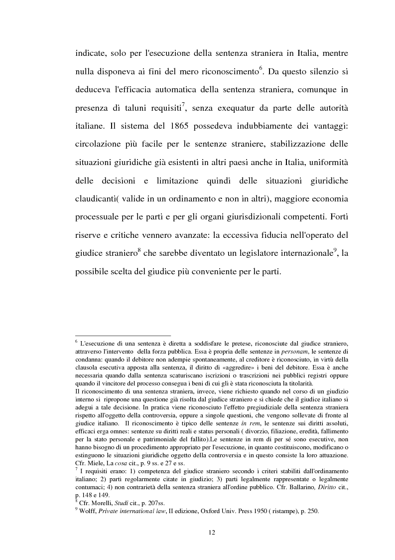 Anteprima della tesi: Il valore delle sentenze straniere alla luce delle norme di diritto internazionale privato, Pagina 7