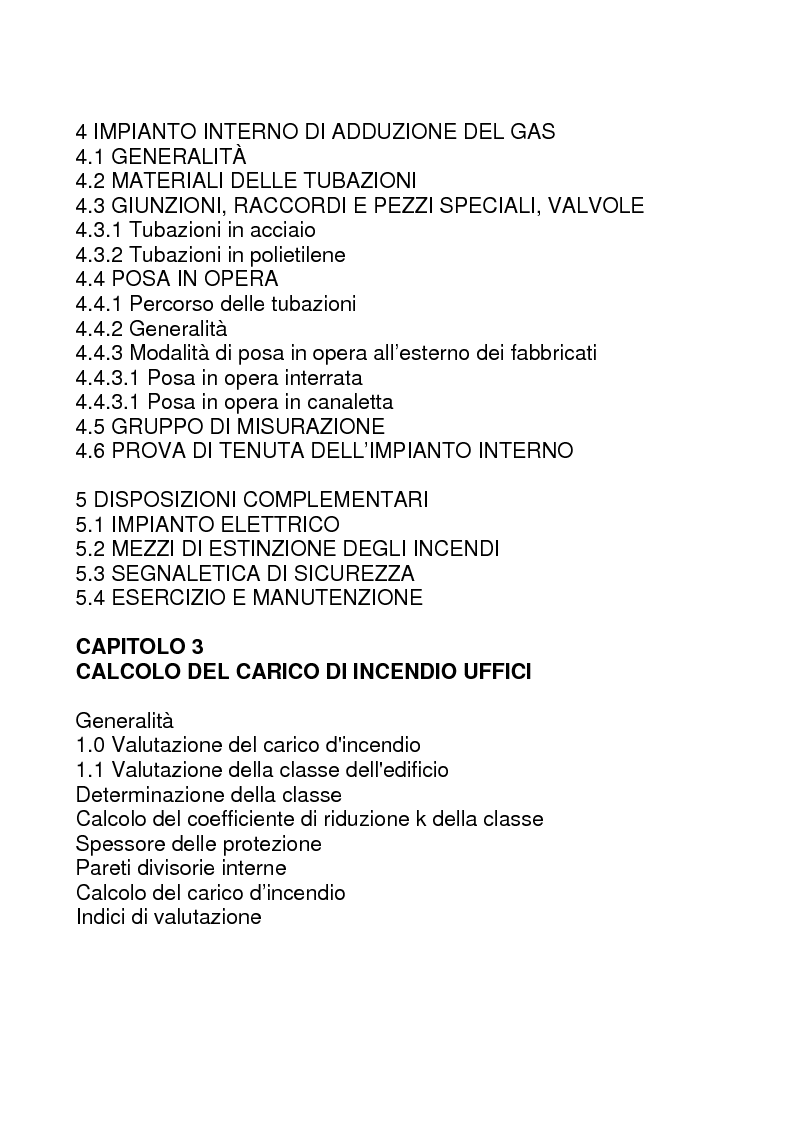 Indice della tesi: Aspetti degli impianti antincendio e meccanici di un edificio ad uso centro commerciale ed uffici, Pagina 4