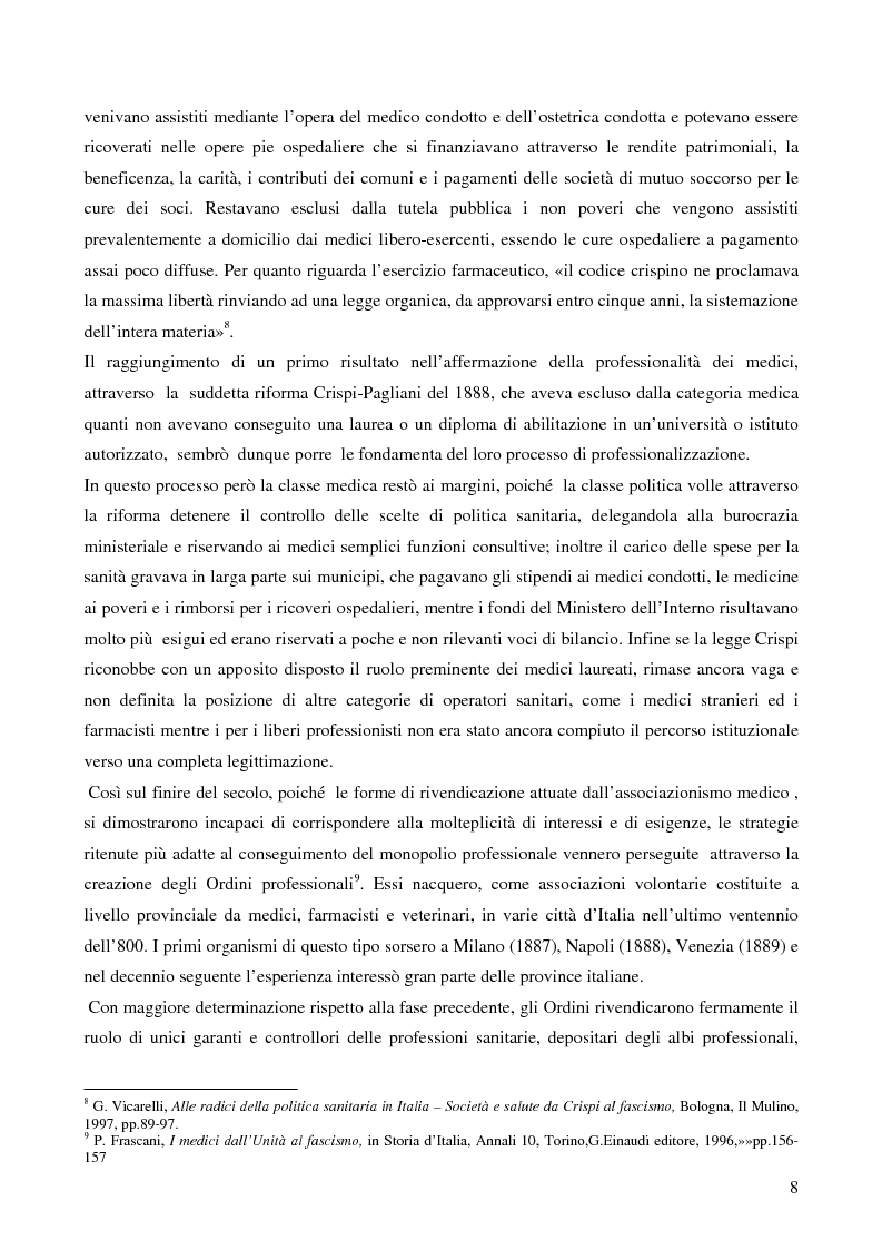 Anteprima della tesi: Organizzazione dei medici e politica sanitaria durante gli anni del fascismo attraverso i dibattiti nelle riviste mediche dell'epoca, Pagina 6