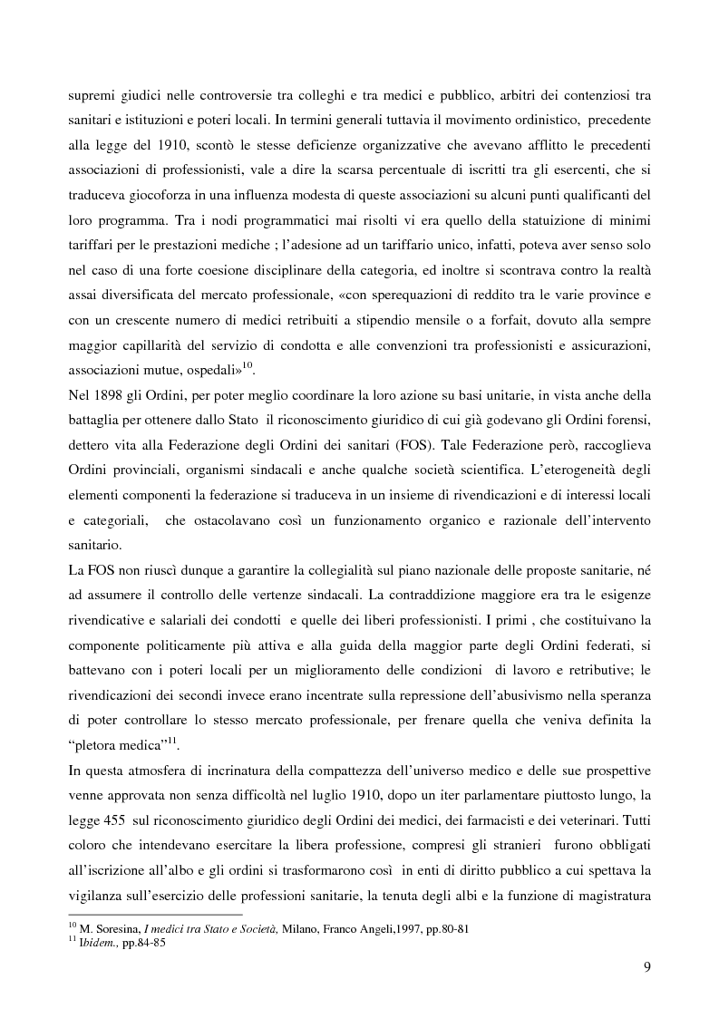 Anteprima della tesi: Organizzazione dei medici e politica sanitaria durante gli anni del fascismo attraverso i dibattiti nelle riviste mediche dell'epoca, Pagina 7