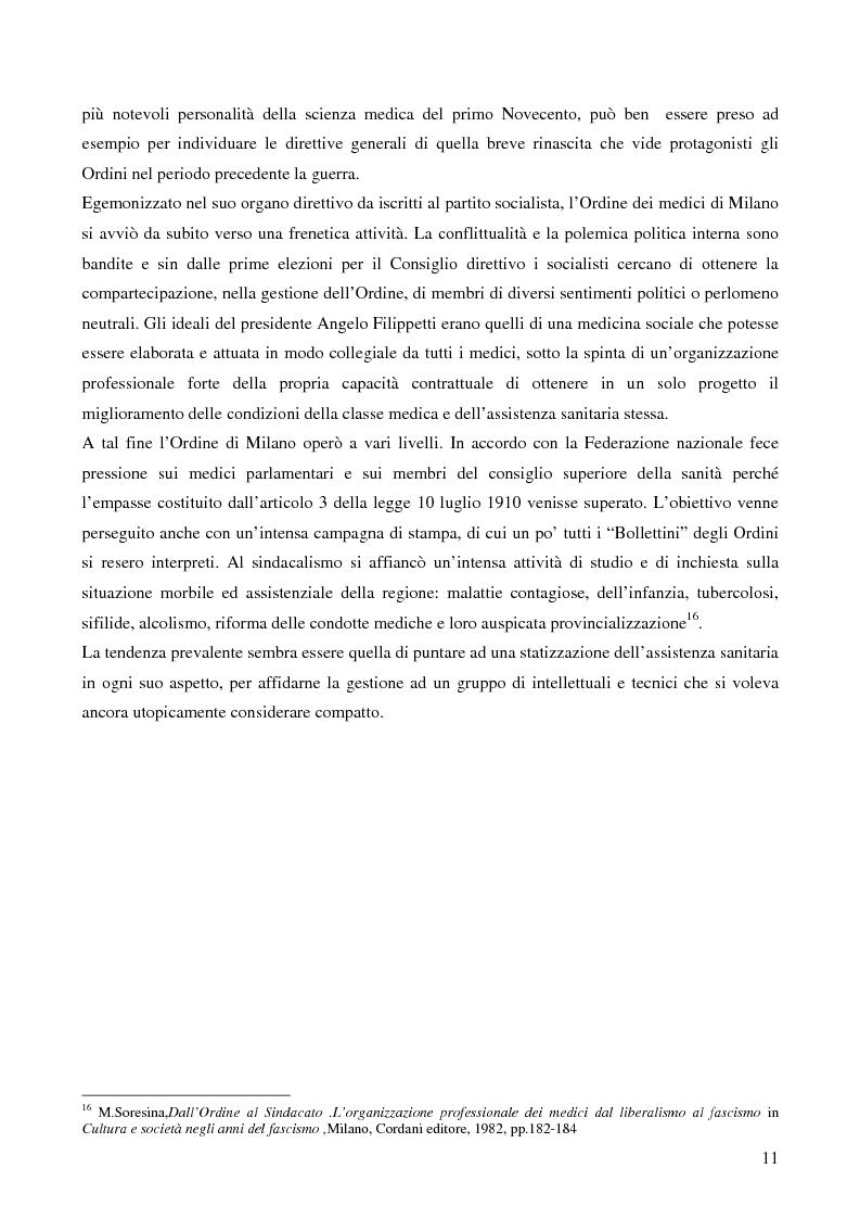 Anteprima della tesi: Organizzazione dei medici e politica sanitaria durante gli anni del fascismo attraverso i dibattiti nelle riviste mediche dell'epoca, Pagina 9