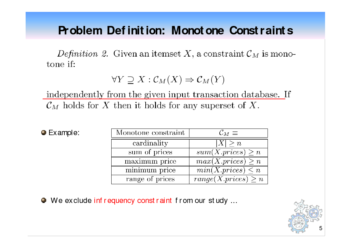 Anteprima della tesi: Monotone constraint pushing in frequent pattern mining, Pagina 5