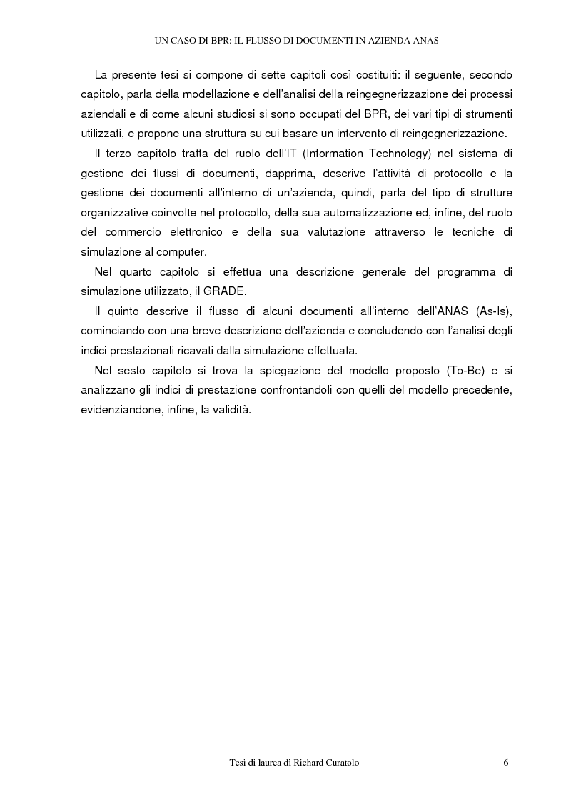 Anteprima della tesi: Un caso di business process reengineering: il flusso di documenti in azienda Anas, Pagina 2