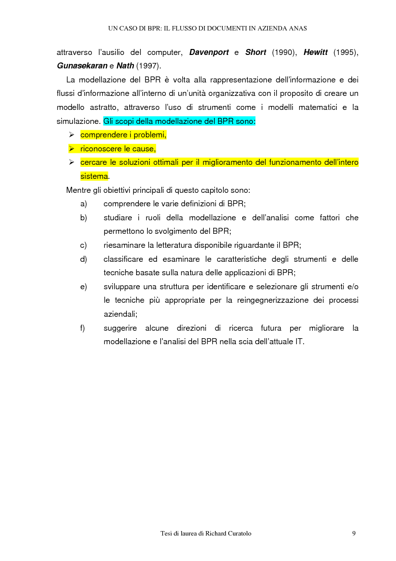 Anteprima della tesi: Un caso di business process reengineering: il flusso di documenti in azienda Anas, Pagina 5