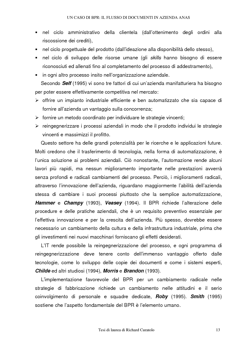 Anteprima della tesi: Un caso di business process reengineering: il flusso di documenti in azienda Anas, Pagina 9