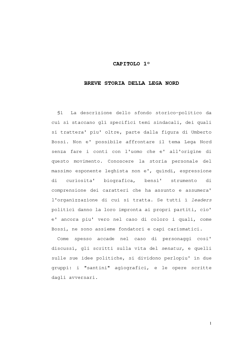 Anteprima della tesi: Lega Nord e problematiche sindacali, Pagina 6