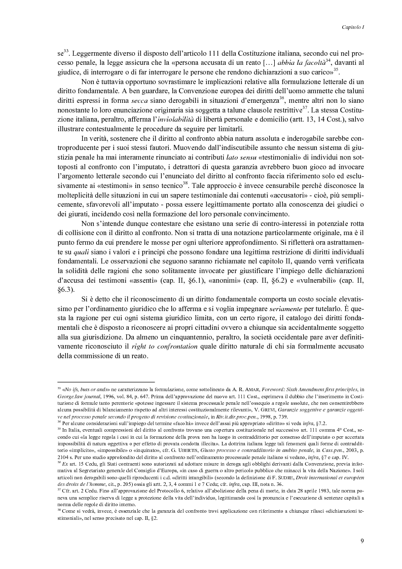Anteprima della tesi: Giusto processo e diritto dell'imputato a confrontarsi con l'accusatore, Pagina 11