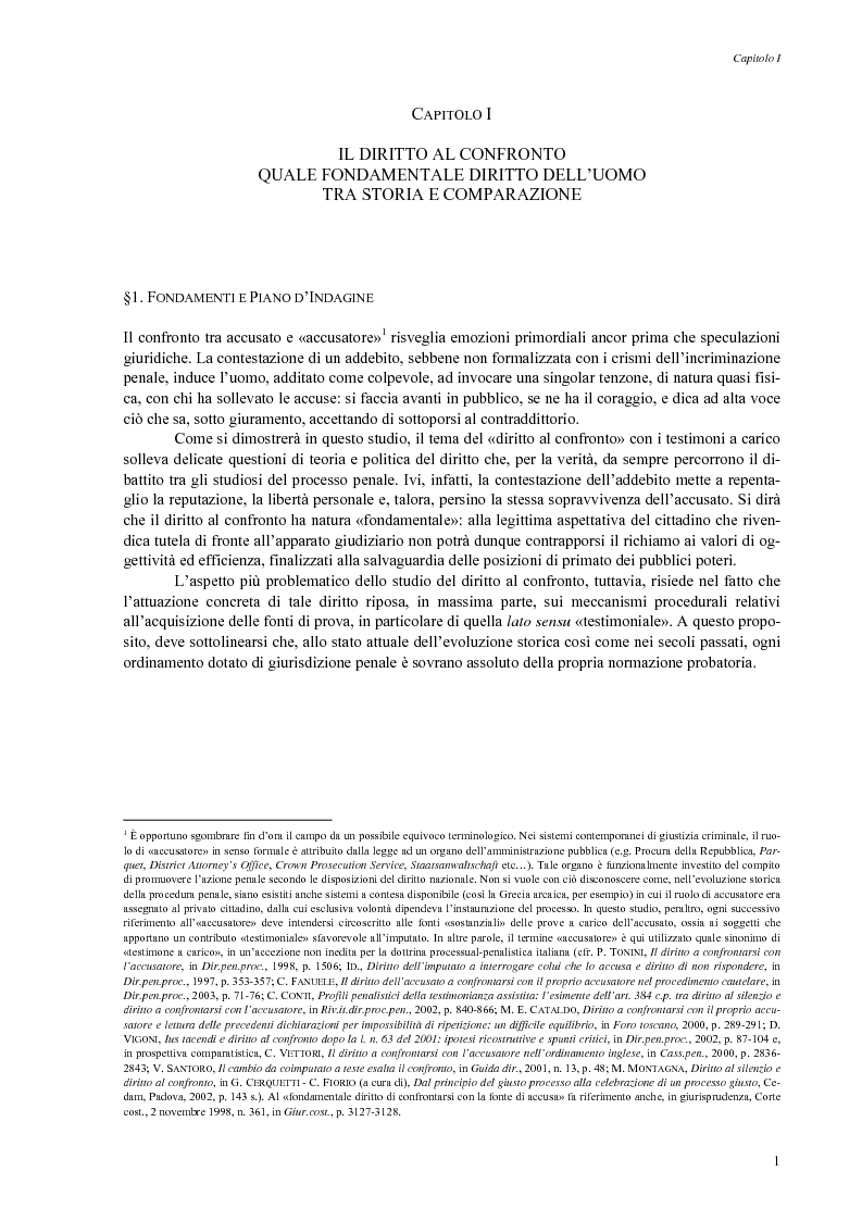 Anteprima della tesi: Giusto processo e diritto dell'imputato a confrontarsi con l'accusatore, Pagina 3