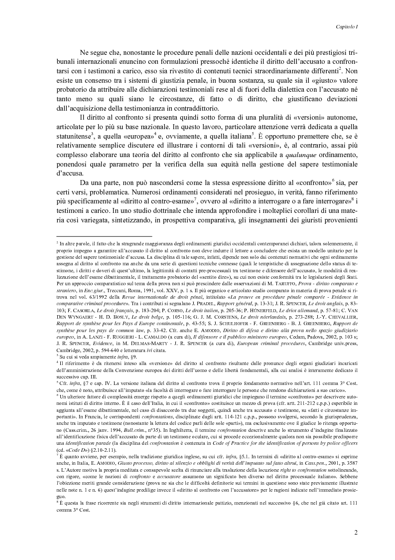 Anteprima della tesi: Giusto processo e diritto dell'imputato a confrontarsi con l'accusatore, Pagina 4