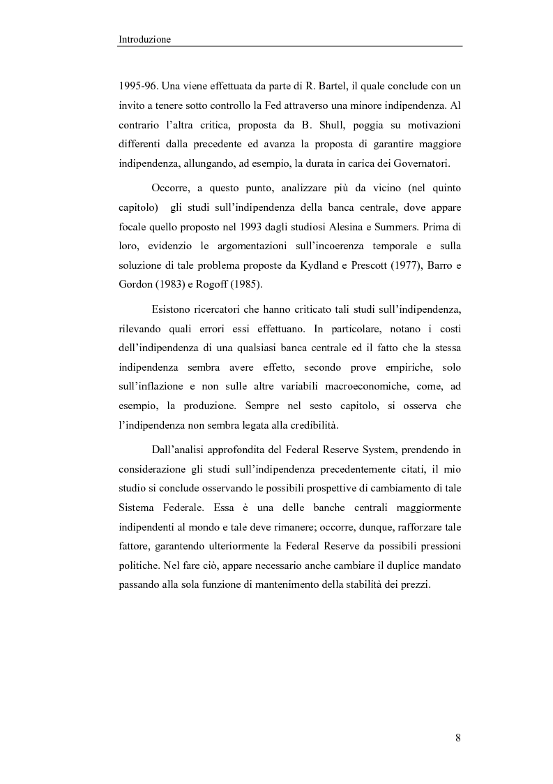 Anteprima della tesi: Il Federal Reserve System. Struttura, evoluzione e prospettive di cambiamento di una banca centrale indipendente, Pagina 3
